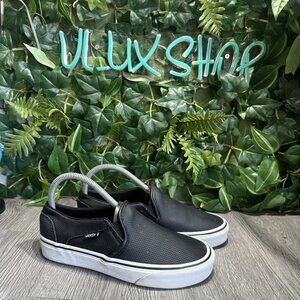 VANS Slip-On Perforated Leather Asher Slip-On Black Size Women 6.5